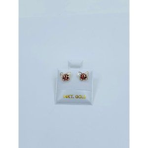 14k solid gold earrings butterfly